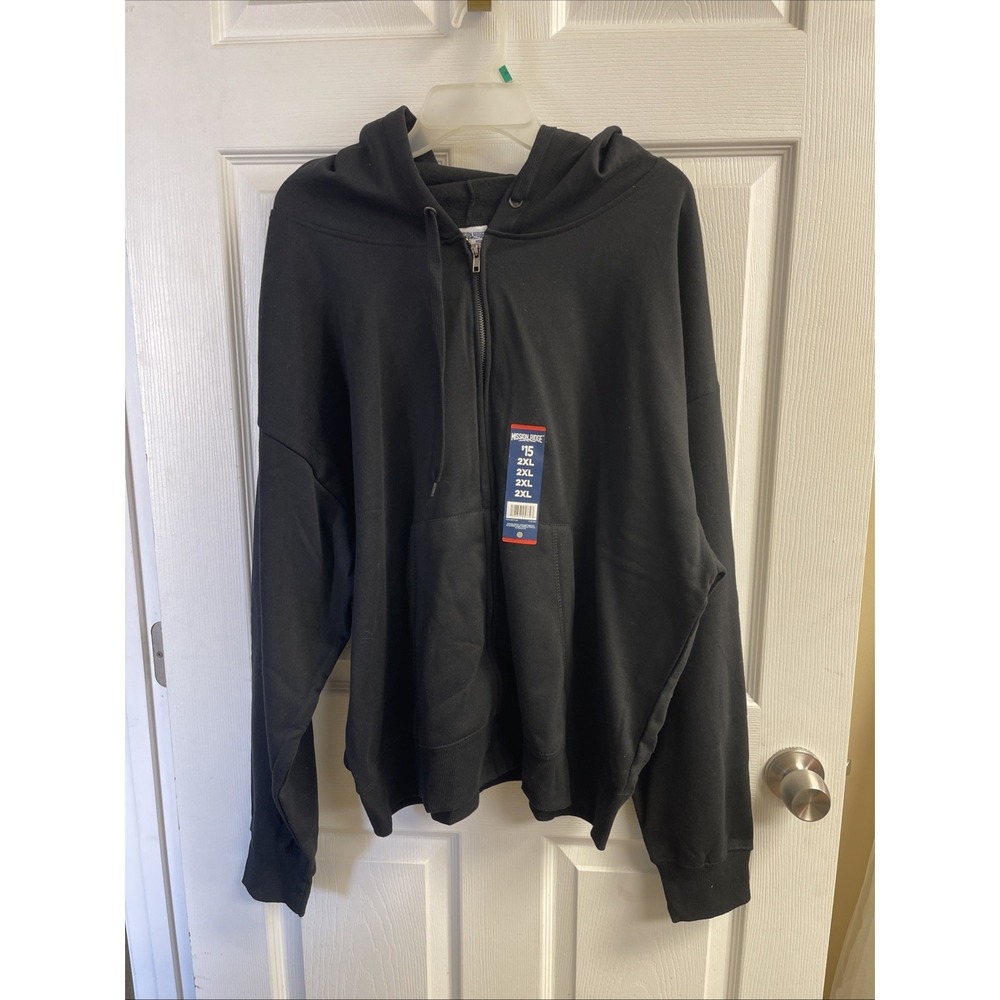 NWT‎ Mission Ridge Full Zip Black Hoodie Hooded Sweatshirt 2XL Pockets Soft